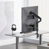 Soporte / colgador para 2 monitores Ergo Office, resorte de gas, 17"-32", 1-10 kg, negro mate, ER-692 B