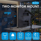 Soporte / colgador para 2 monitores Ergo Office, resorte de gas, 17"-32", 1-10 kg, negro mate, ER-692 B