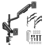 Soporte / colgador para 2 monitores Ergo Office, resorte de gas, 17"-32", 1-10 kg, negro mate, ER-692 B