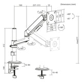 Soporte / colgador para monitor Ergo Office, resorte de gas, 17"-32", 1-10 kg, blanco mate, VESA máx. 100x100, ER-691 W