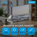 Soporte / colgador para monitor Ergo Office, resorte de gas, 17"-32", 1-10 kg, blanco mate, VESA máx. 100x100, ER-691 W
