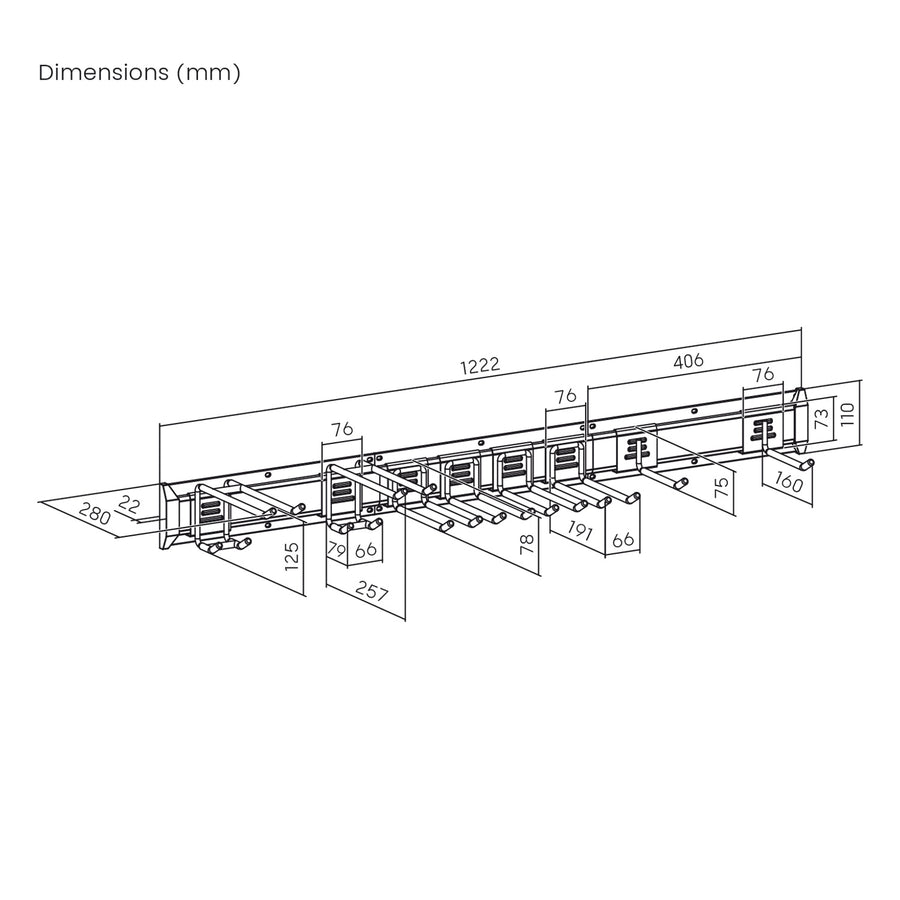 Organizador de pared para herramientas Maclean, de acero, carga máxima de 228 kg, anchura de 1222 mm, MC-179