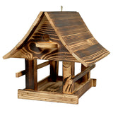 Comedero para pájaros Woodok, de madera, cocido, gancho para colgar + alpiste 1kg