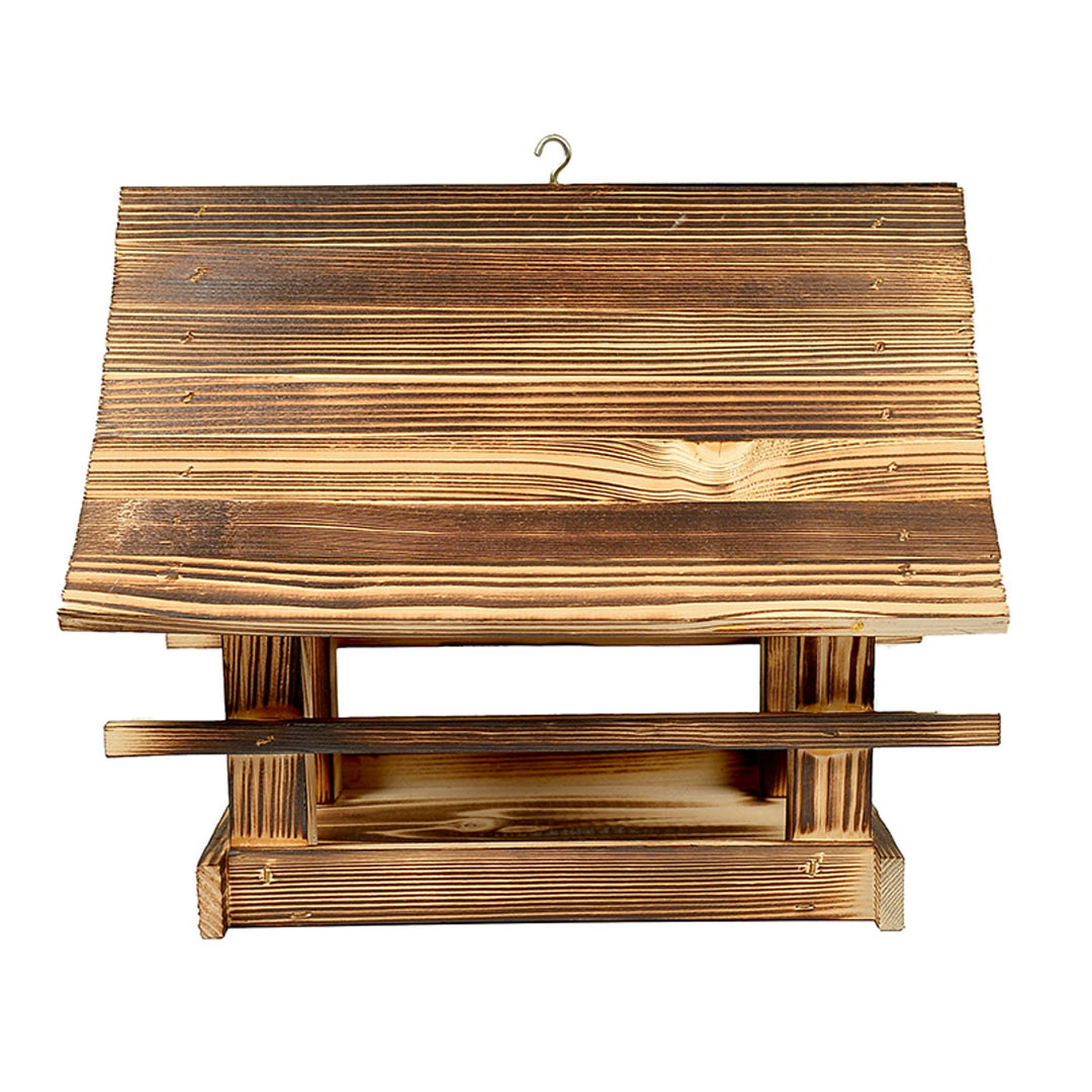 Comedero para pájaros Woodok, de madera, cocido, gancho para colgar + alpiste 1kg