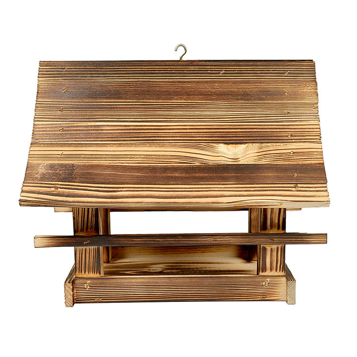 Comedero para pájaros Woodok, de madera, cocido, gancho para colgar + alpiste 1kg