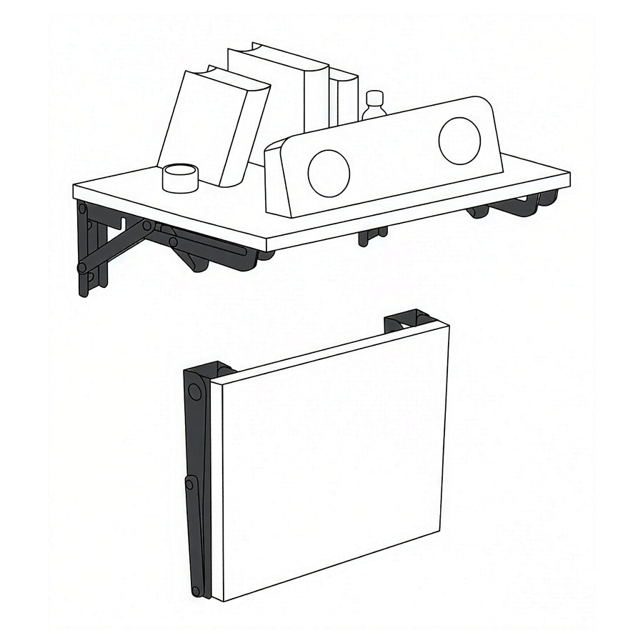 Soporte plegable para estantería de pared Maclean, mín. 250 mm, máx. 500 mm, máx. 50 kg, 2 unidades, MC-194