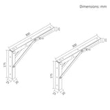 Soporte plegable para estantería de pared Maclean, mín. 250 mm, máx. 500 mm, máx. 50 kg, 2 unidades, MC-194