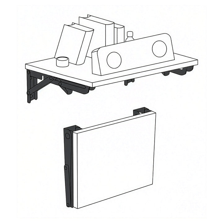 Soporte plegable para estantería de pared Maclean, mín. 350 mm, máx. 700 mm, máx. 50 kg, 2 unidades, MC-196