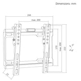 Soporte / colgador para TV Maclean, VESA máx. 200x200, 13-43", hasta 45 kg, negro, ajuste de inclinación 0°~-8°, MC-186