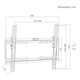 Soporte / colgador para TV Maclean, VESA máx. 600x400, 37-86", hasta 45 kg, negro, ajuste de inclinación 0°~-8°, MC-188