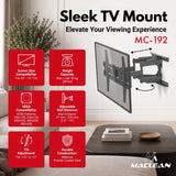 Soporte / colgador para TV Maclean, VESA máx. 400x400, 32-70", hasta 40 kg, negro, ajuste de inclinación +12°~-12° y giro +60°~-60°, MC-192