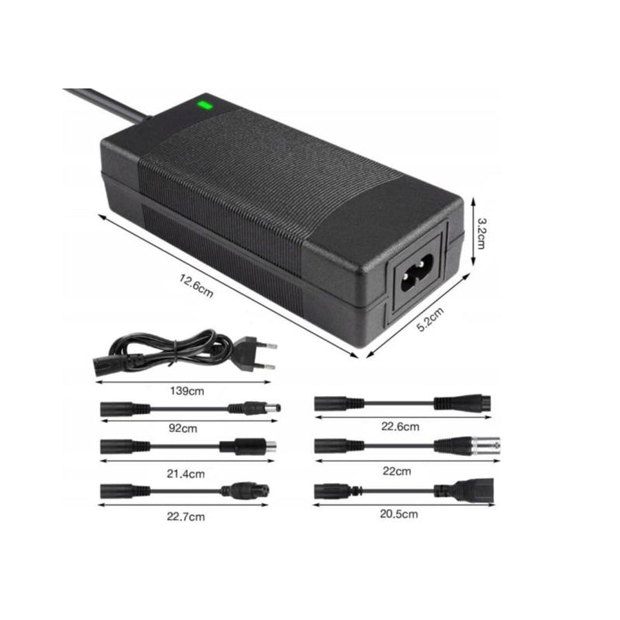 Cargador universal Lextool para scooters y vehículos eléctricos, 54,6V 2A, 6 enchufes DC, LXG95