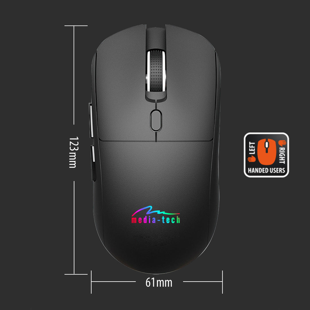 Ratón inalámbrico 2 en 1 (BT/RF) silencioso y recargable MT1124, Media-Tech