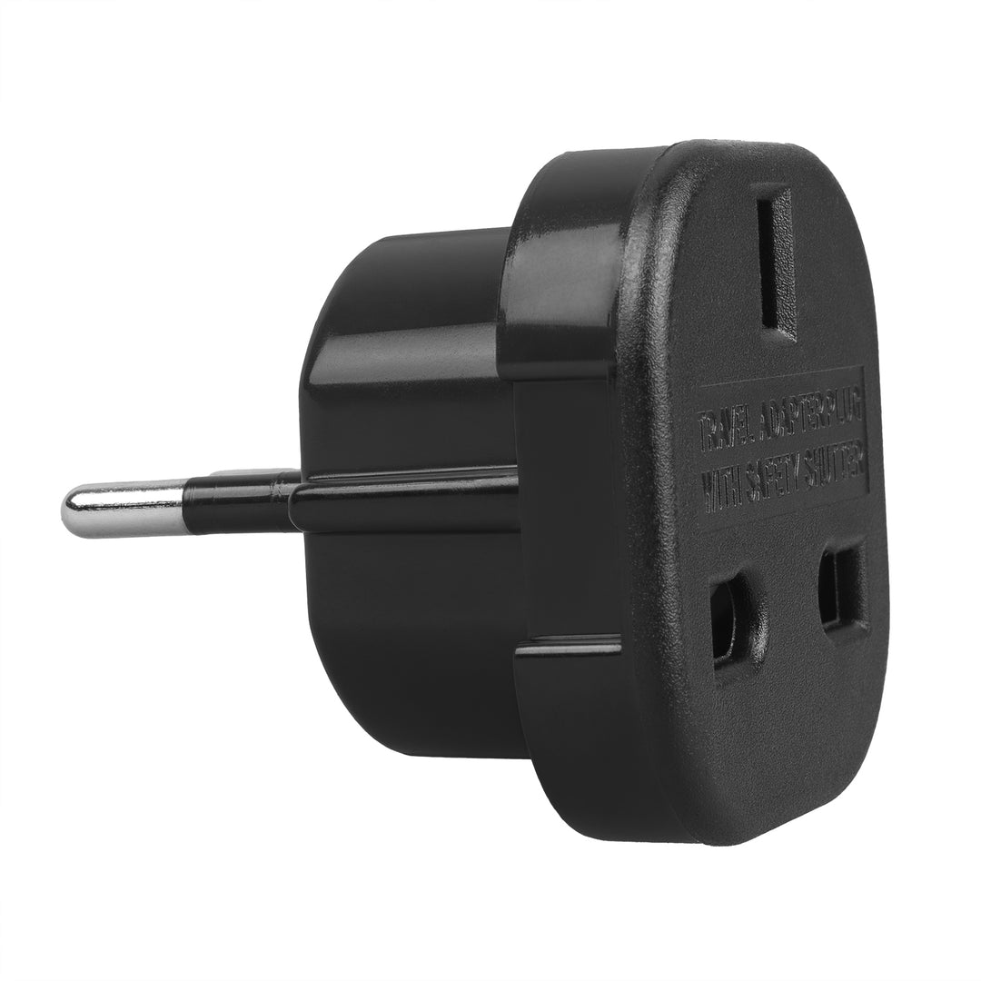 Adaptador Maclean de enchufe del Reino Unido a enchufe de la UE, negro, MCE72, 2 piezas