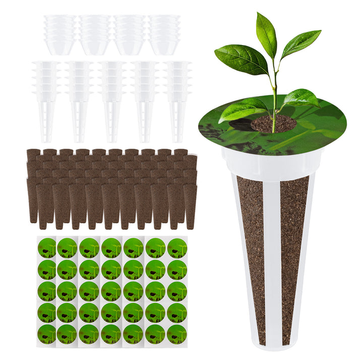Set de accesorios para el cultivo interior de plantas GreenBlue: esponjas para semillas (60 uds.), cúpulas (20 uds.), recipientes (20 uds.) y pegatinas (60 uds.), GB133 AS