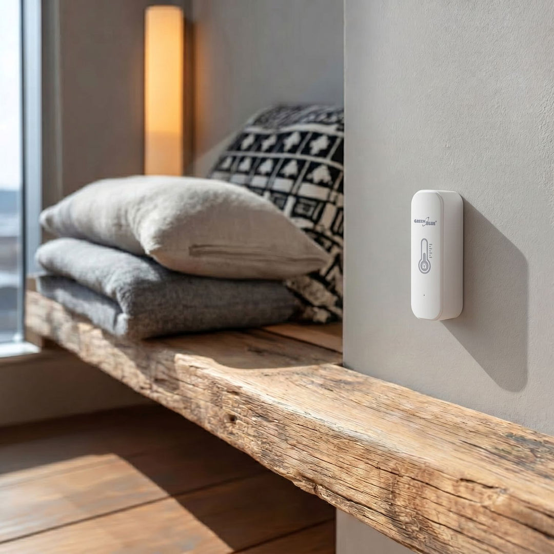 Sensor de temperatura y humedad WiFi GreenBlue, compatible con Android/iOS/Alexa/Google Home, 3,0 V CC, LR03 x 2, GB737
