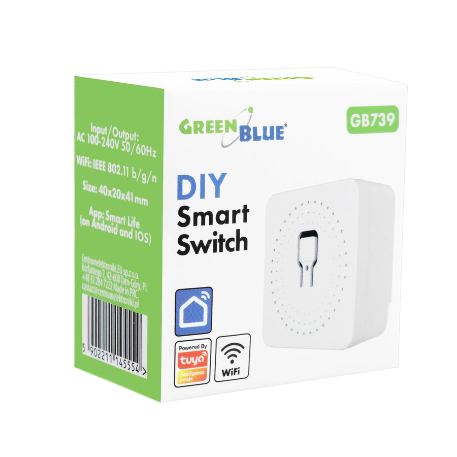 Relé WiFi empotrable GreenBlue, compatible con Android/iOS/Alexa/Google Home, 100-240 V CA, 50/60 Hz, máx. 16 A, para LED de 150 W, GB739