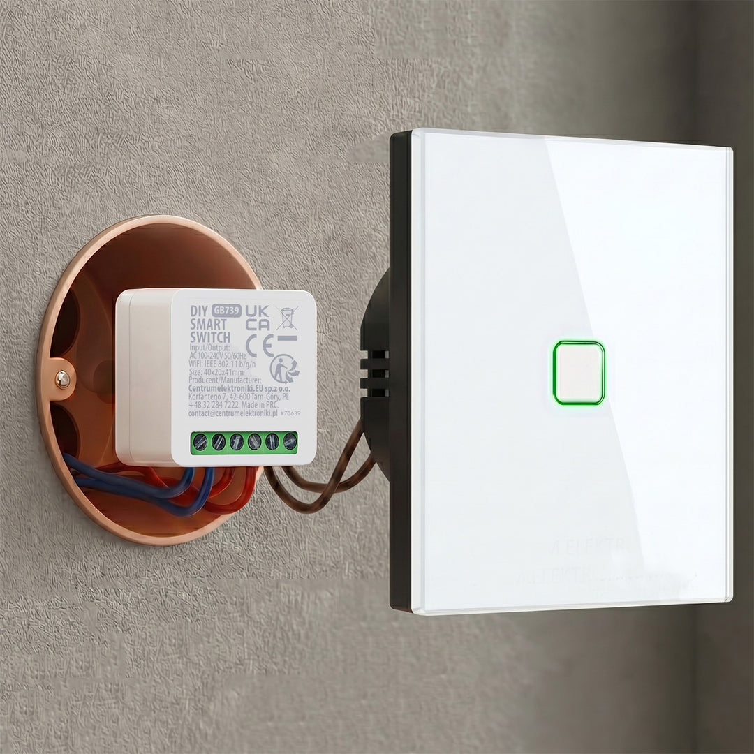 Relé WiFi empotrable GreenBlue, compatible con Android/iOS/Alexa/Google Home, 100-240 V CA, 50/60 Hz, máx. 16 A, para LED de 150 W, GB739