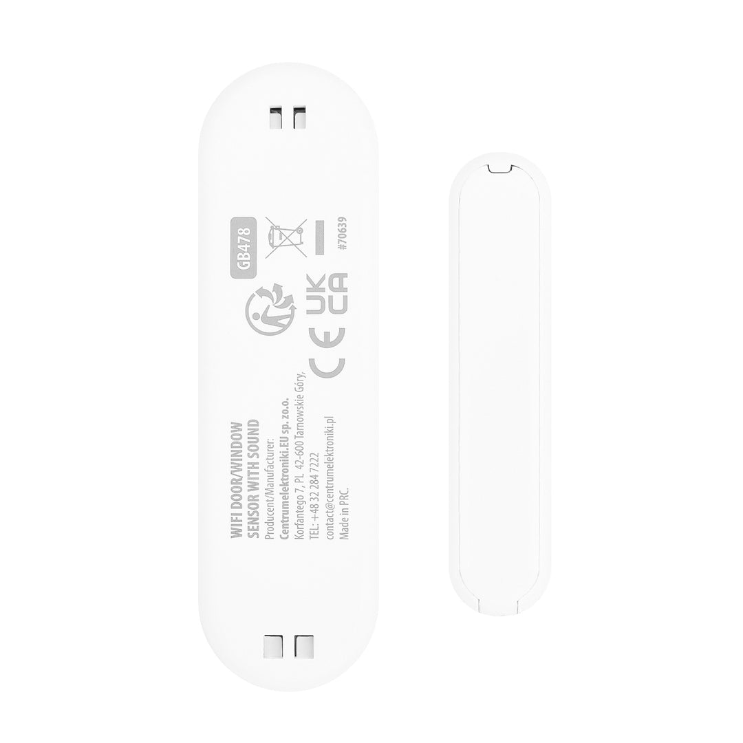 Contactor inalámbrico / sensor de apertura WiFi GreenBlue, Android/iOS, para puertas y ventanas, 3,0 V CC, LR03x2, con alarma, GB478