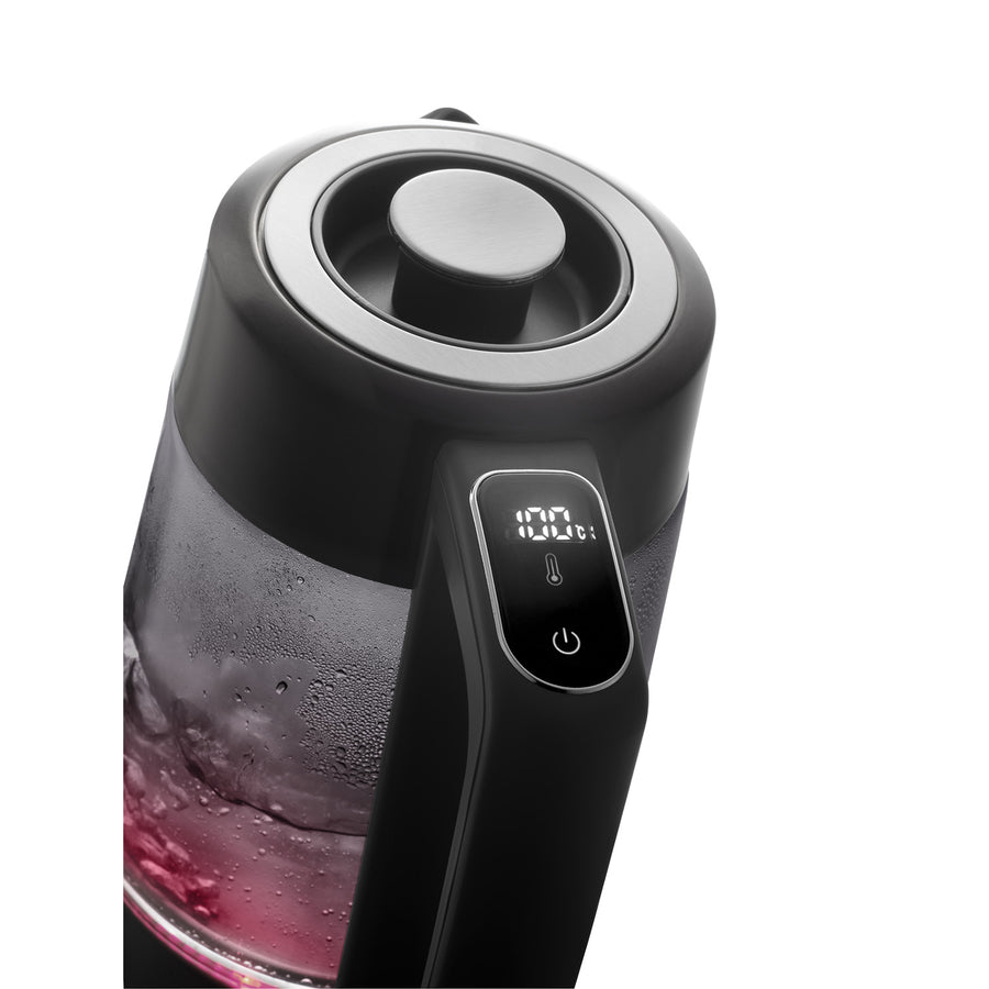 Hervidor eléctrico de vidrio Concept, capacidad 1,7 l, potencia 1850-2200 W, color negro, conector Strix, regulación de temperatura, control digital, RK4195