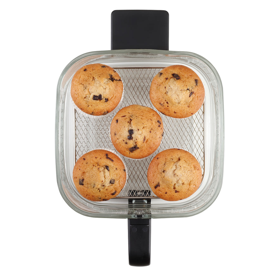 Freidora sin aceite Concept Glass&Fast, capacidad 5,5 l, 7 programas, pantalla LED táctil, modo de fritura saludable, recipiente de cristal, FR5500