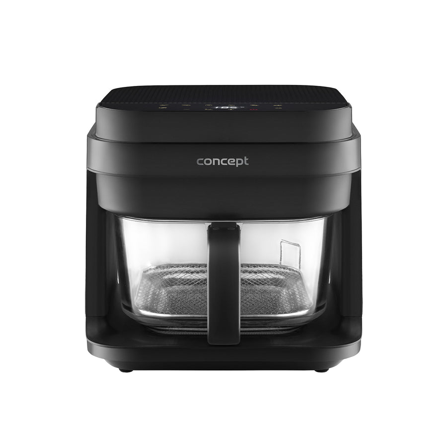 Freidora sin aceite Concept Glass&Fast, capacidad 5,5 l, 7 programas, pantalla LED táctil, modo de fritura saludable, recipiente de cristal, FR5500