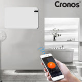 Radiador eléctrico Cronos, color blanco, potencia 450 W, calienta habitaciones de hasta 14 m², termostato integrado, control por mando a distancia, función de detección de ventanas abiertas, patas incluidas, WFH-450TW.