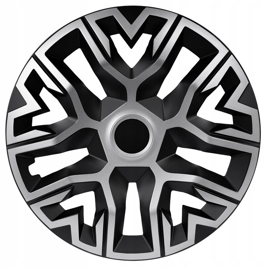 Tapa universal 15'' NRM The Best Bicolor plateada y negra, 1 unidad
