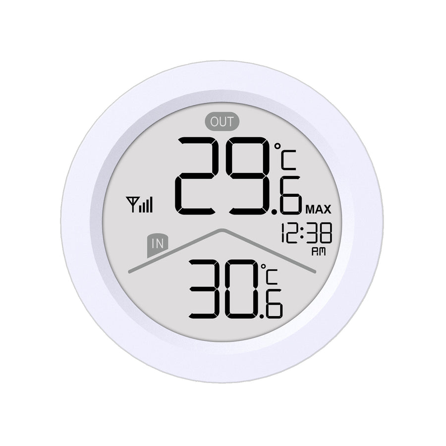 Estación meteorológica inalámbrica GreenBlue, temperatura IN/OUT, reloj, selección °C / °F, alcance hasta 60 m, GB162, 4 pilas AAA