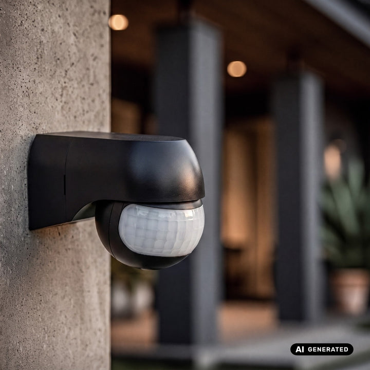 Sensor de movimiento PIR 12-24 V de Maclean, por infrarrojos, IP44, negro, alcance de 12 m, carga máxima de 60/120 W, MCE623 B