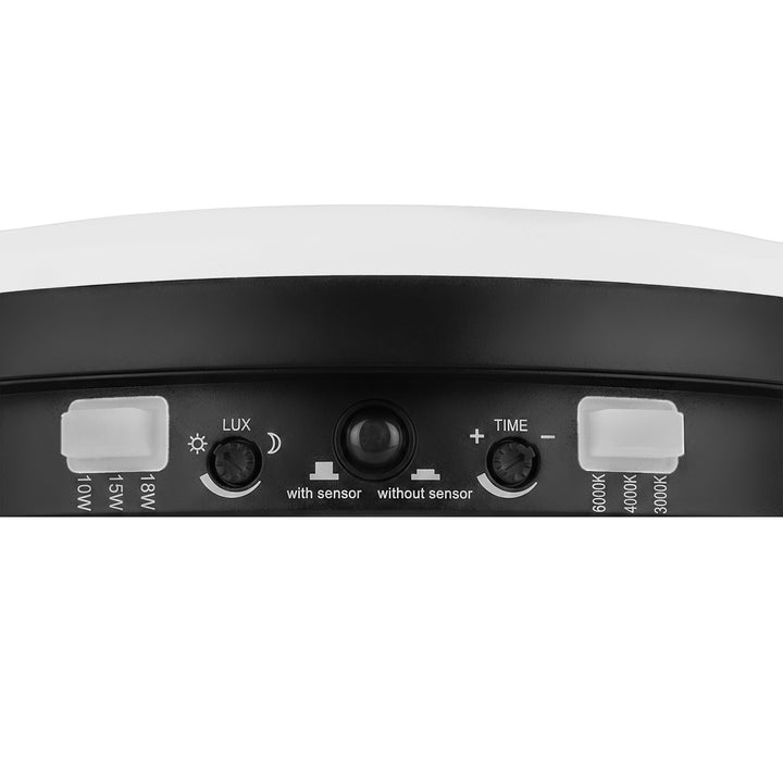 Lámpara LED con sensor de movimiento Maclean, sensor PIR, negra, 10 W/15 W/18 W, IP65, posibilidad de cambiar la temperatura de color a 3000/4000/6000 K, MCE535 B