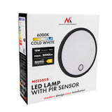 Lámpara LED con sensor de movimiento Maclean, sensor PIR, negra, 10 W/15 W/18 W, IP65, posibilidad de cambiar la temperatura de color a 3000/4000/6000 K, MCE535 B