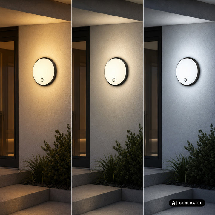 Lámpara LED con sensor de movimiento Maclean, sensor PIR, negra, 10 W/15 W/18 W, IP65, posibilidad de cambiar la temperatura de color a 3000/4000/6000 K, MCE535 B