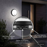 Lámpara LED con sensor de movimiento Maclean, sensor PIR, negra, 10 W/15 W/18 W, IP65, posibilidad de cambiar la temperatura de color a 3000/4000/6000 K, MCE535 B