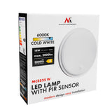 Lámpara LED con sensor de movimiento Maclean, sensor PIR, blanca, 10 W/15/18 W, IP65, posibilidad de cambiar la temperatura de color a 3000/4000/6000 K, MCE535 W