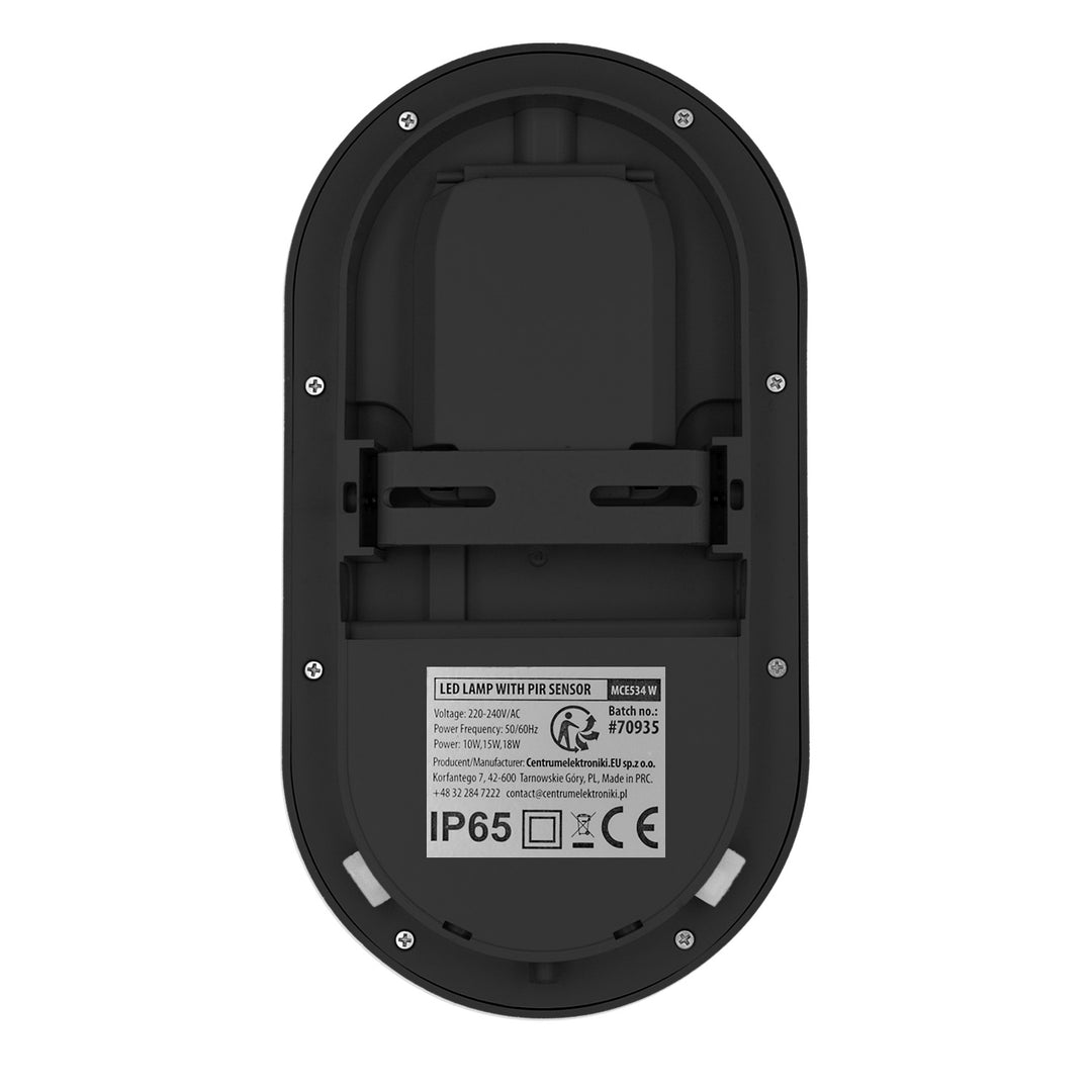 Lámpara LED con sensor de movimiento Maclean, sensor PIR, negra, 10 W/15 W/18 W, IP65, posibilidad de cambiar la temperatura de color a 3000/4000/6000 K, MCE534 B