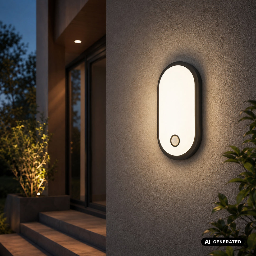 Lámpara LED con sensor de movimiento Maclean, sensor PIR, negra, 10 W/15 W/18 W, IP65, posibilidad de cambiar la temperatura de color a 3000/4000/6000 K, MCE534 B