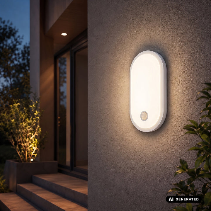 Lámpara LED con sensor de movimiento Maclean, sensor PIR, blanca, 10 W/15 W/18 W, IP65, posibilidad de cambiar la temperatura de color a 3000/4000/6000 K, MCE534 W