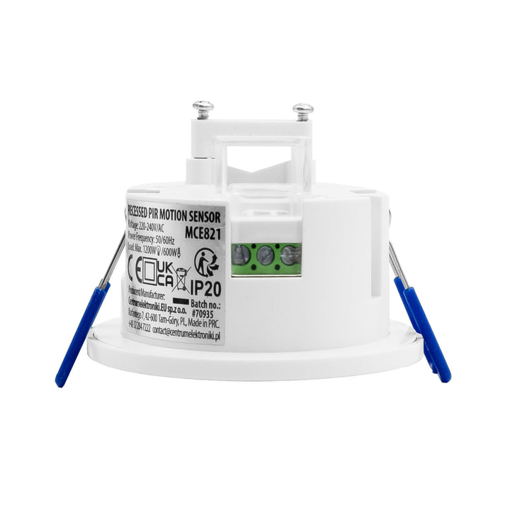Sensor de movimiento PIR Maclean, empotrable, alcance de 8 m, 600 W/1200 W, 220-240 V CA, 50/60 Hz, MCE821