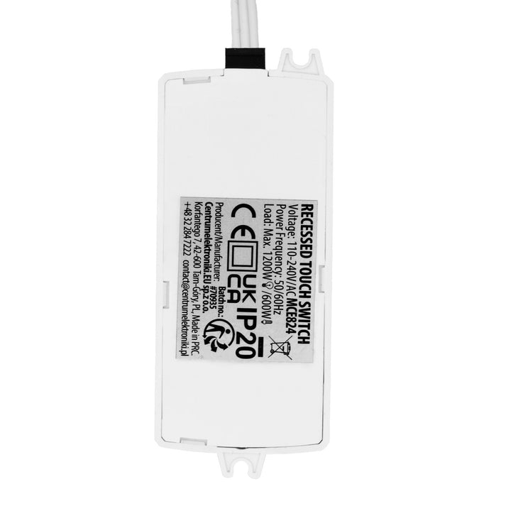 Interruptor táctil empotrable Maclean, <40 mm, 110-240 V CA, carga máxima de 600 W para LED, MCE824
