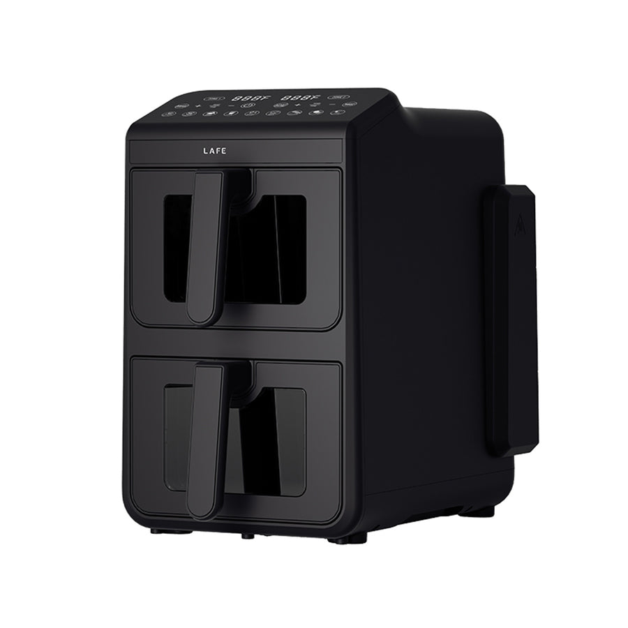 Freidora sin aceite LAFE, freidora de aire, 2 compartimentos de 5 l, potencia de 2460 W, pantalla LCD, Dual Fry
