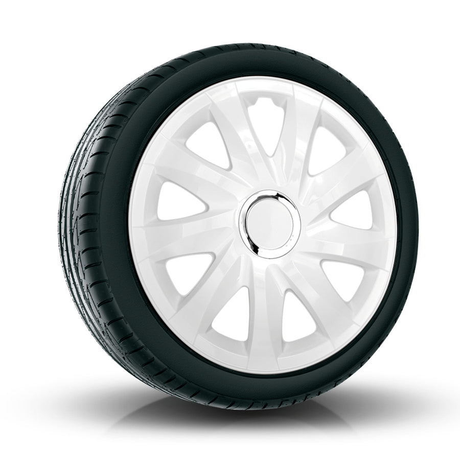 Tapacubos universales 13'' NRM Drift blancos, juego de 4 unidades