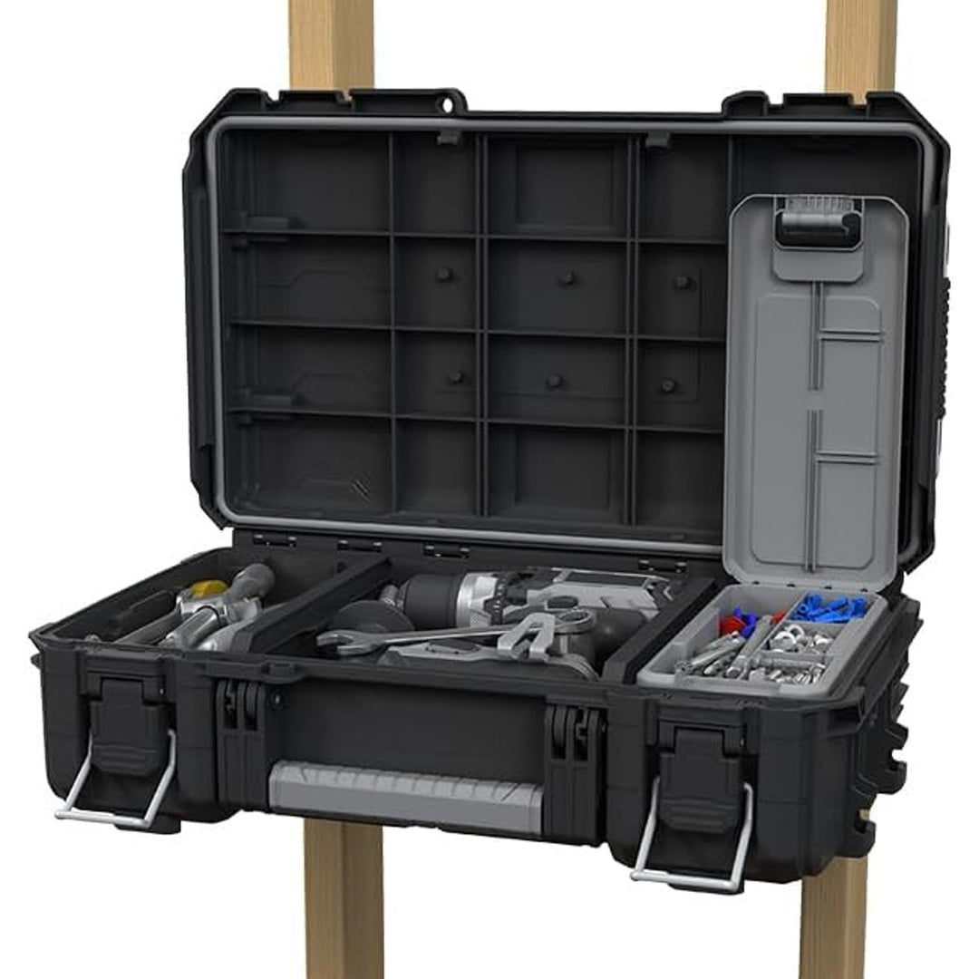 Maleta de herramientas Keter ROC Pro Gear 2.0, capacidad de carga de 36 kg, espacio para candado, junta de protección contra el polvo y el agua, organizador con tapa incluido, posibilidad de colgarla en la pared, 256979