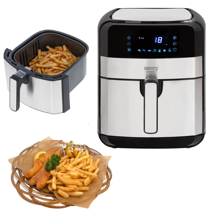 Freidora sin aceite, 9 programas, 5,0 L, Airfryer, Camry CR 6311 + bolsas de papel para freidora, 16 cm, biodegradables, 100 unidades