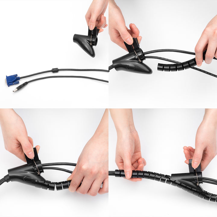 Organizador/protector de cables Maclean, 15 mm x 1000 mm, negro, MCTV-898 B