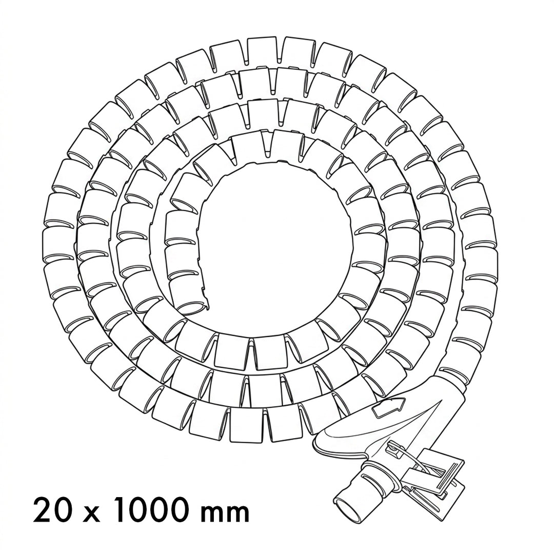Organizador/tubo protector de cables Maclean, 20 mm x 1000 mm, negro, MCTV-899 B