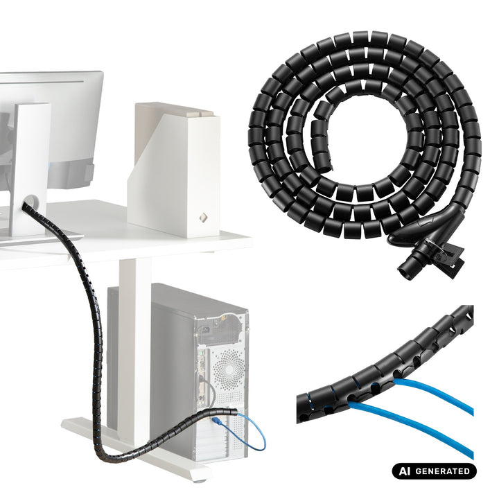 Organizador/tubo protector de cables Maclean, 20 mm x 1000 mm, negro, MCTV-899 B