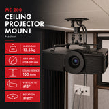 Soporte / colgador de techo para proyector Maclean, 54~320 mm, hasta 13,5 kg, rotación de 360 grados MC-200 B