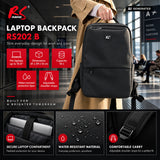 Mochila para portátil NanoRS, 15,6", negra, 41x29x14, impermeable RS202 B