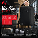 Mochila para portátil NanoRS, 15,6", negra, 43 x 30 x 10, impermeable RS203 B